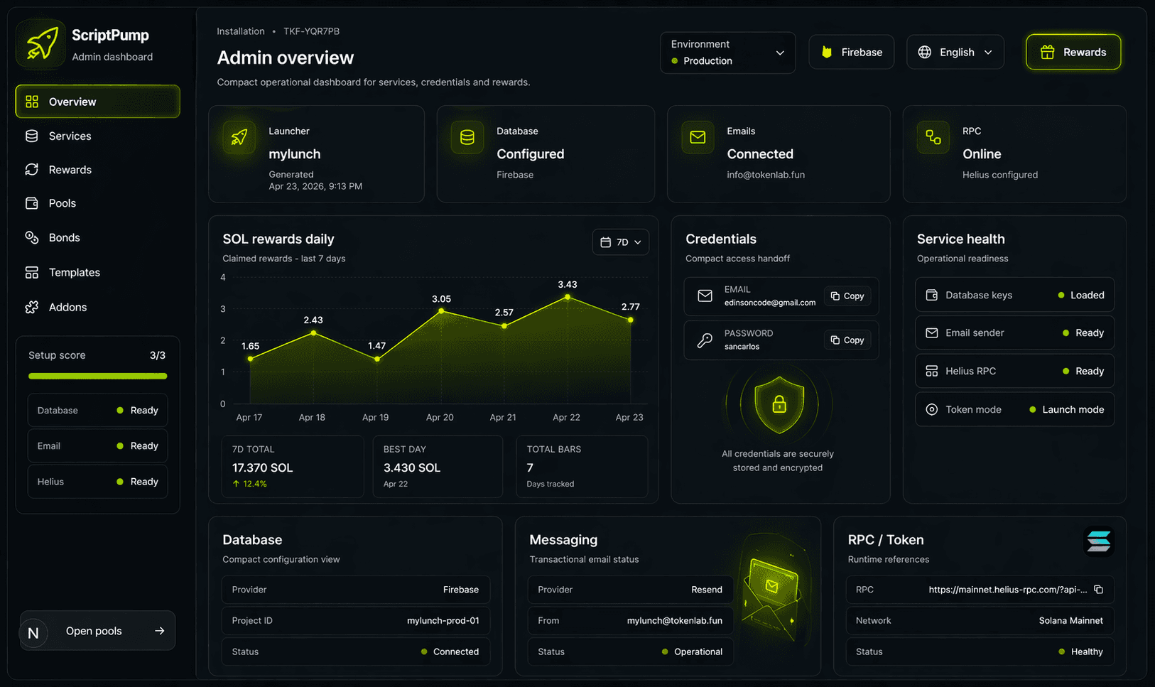 ScriptPump admin dashboard